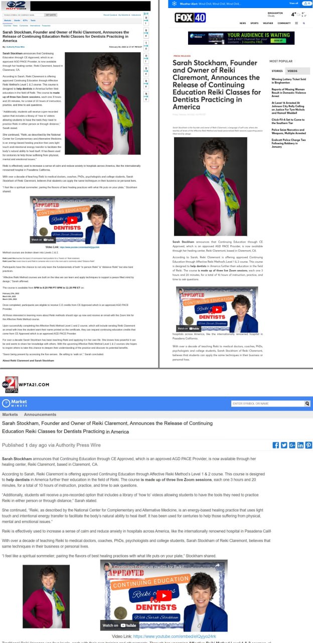 Sarah Stockham media features