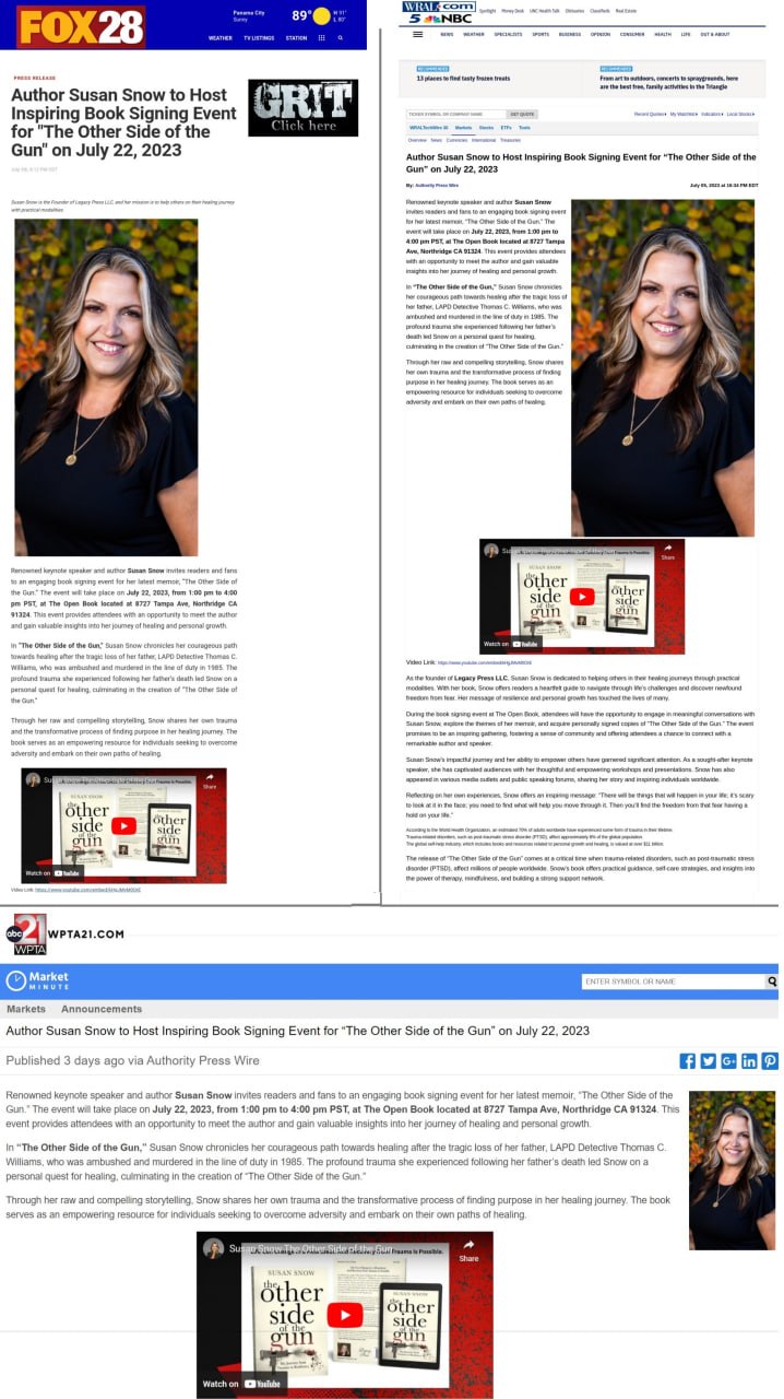 Susan Snow media features